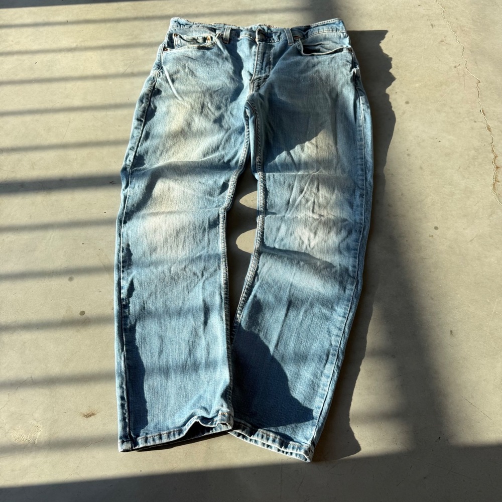 Levis 514 Straight Fit Light Wash Denim Jeans Blue 34x30 00514-1286